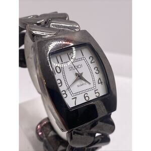 Studio Time Womens Silver Tone Gold Tone Bangle Cuff Watch New Battery